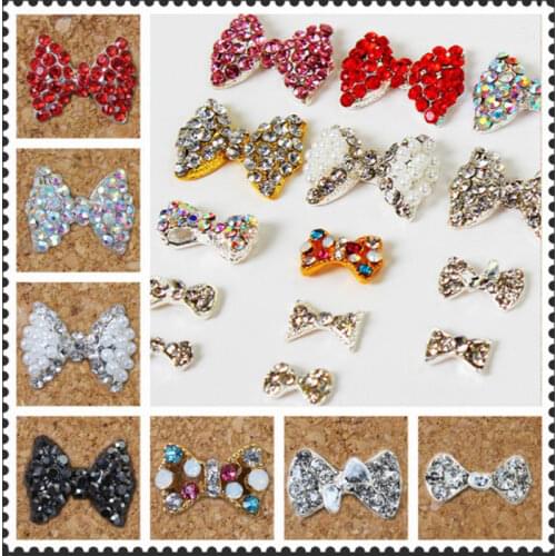 Free Shipping Super Shiny New Arrive 16 Kinds 3D Nail Charms Rhinestone Strass Nail Art Crystal Pearl Metal Nail Decoration