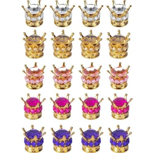 4pcs Universal Car Styling Bling Rhinestone Gold Crown Wheel Tire Valve Caps Copper Core Auto Truck Tyre Rim Stem Dust Air Cover