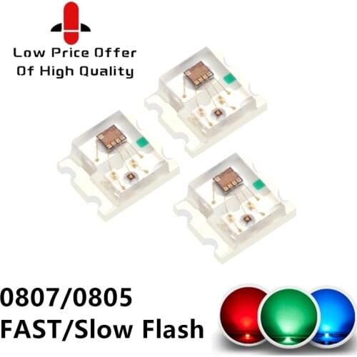 4000PCS 2.0*1.8*0.8mm 2018 0805 0807 RGB FAST slow FLASH lamp LED RED BLUE GREEN Automatic flash Light beads 0805 smd led