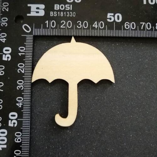 50pcs Blank Unfinished Wood Umbrella Wooden Veneer Rustic DIY Craft Scrapbooking Decorations, Custom Logo Name Date