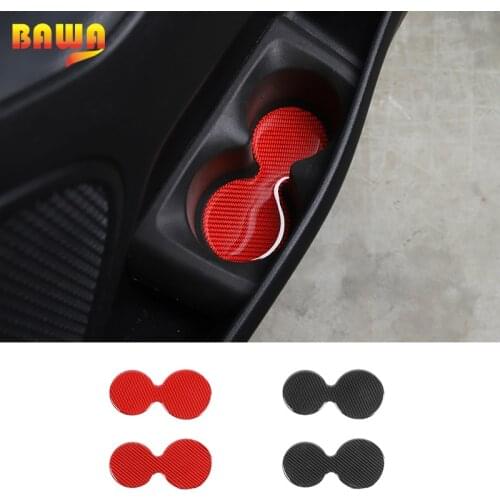 BAWA Car Door Rear Cup Holder Cup Mats Decoration Cover Stickers for Dodge RAM 2018+ Interior Accessories