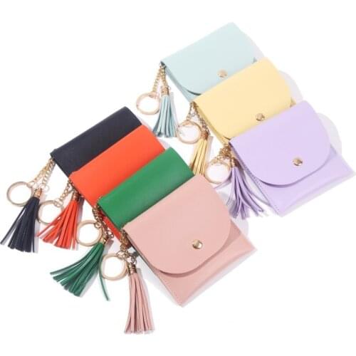Keychain With Card Holder Tassel Pendant Keyring For Women Colorful Keychain Charms Wholesale Fashion 2021 Trend Hot Sale New