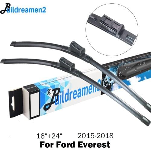 Buildreamen2 Car Rubber Wiper Blade Auto Windscreen Wiper For Ford Everest 2015 2016 2017 2018 (Just Fit Push Button Arms Only)