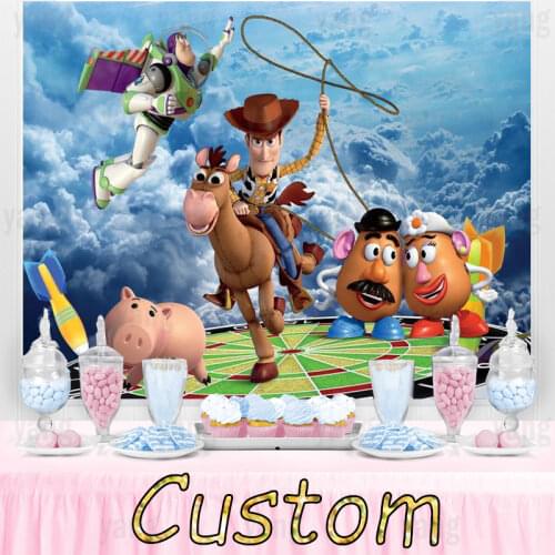 Happy Toy Cartoon Background Cloth Children 'S Birthday Party Theme Layout Family Photo Studio Studio Shooting Use Scene Vinyl