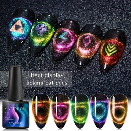T-TIAO CLUB 9D Cat Eye Magnetic Nail Gel 6ml Black Hole Effect Gel Nail Polish Magic Chameleon Nail Art Semi Permanent UV Gel