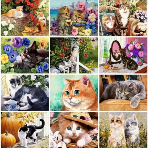 AZQSD Painting By Numbers Cat Animal Draw By Number On Canvas Arcylic Oil Painting Home Decor Gift 40x50cm DIY Unframed