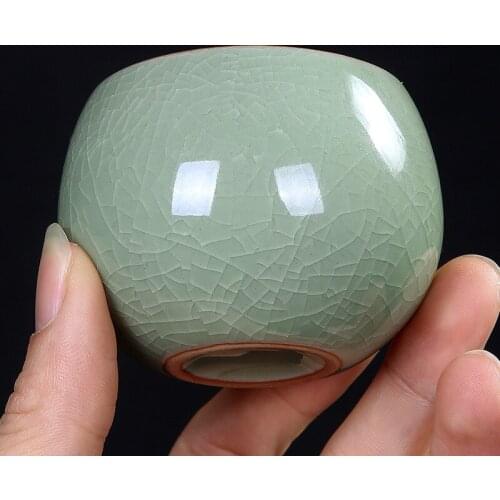 Ceramic Tea Cup Porcelain Teaware Five Famous Kilns of The Song Dynasty Ru Gejun Kiln Ice Cracking Master Tea Cup