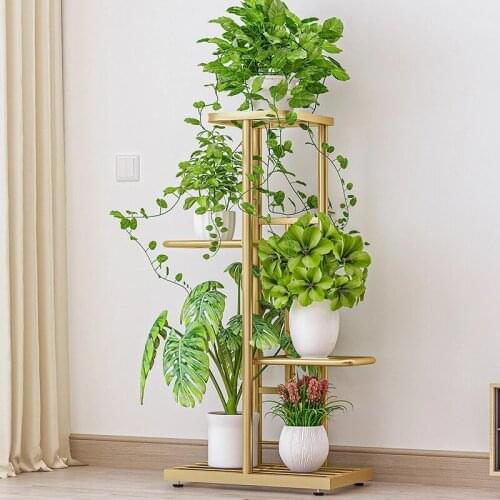 Indoor Metal Plant Shelf Flower Display Stand Garden Planter Holder 4 Tier 5 Potted Balcony Deco Flower Pot Shelves Plant Rack