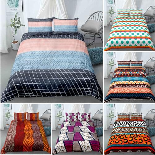 Nordic Style Stripes Bedding Set Single Twin Full Double Queen King Size Bedding Luxury Leopard Duvet Cover Set Dropshipping