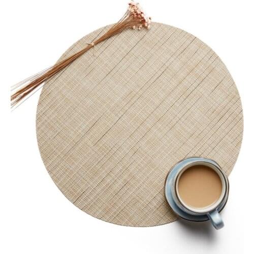 Simple Style Round Weave Placemat Dining Table Mat Disc Pads Bowl Pad Coasters Waterproof Table Cloth Pad 32cm Diameter