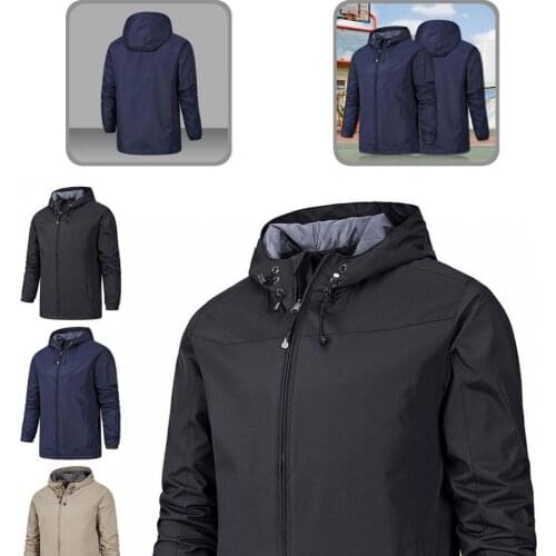 Fashion Men Jacket Zipper Closure Skin-friendly All-matched Solid Color Zipper Closure Jacket Coat