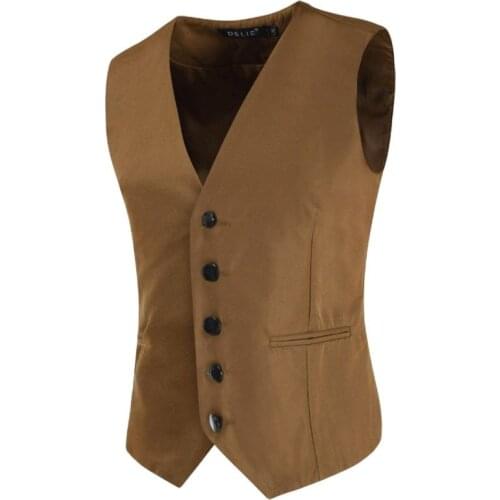 Mens Vest,Vest Man Dress,Korean Version Of Mens Vest, Volid Color, Button Access Control, Pocket Decoration, Four Colors, M-5XL