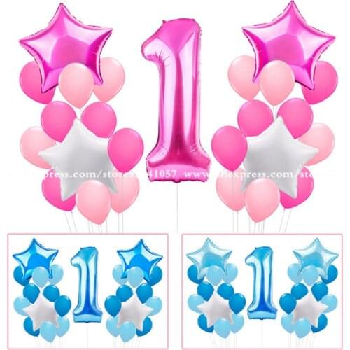 25pcs/lot Baby Shower Boy Girl 1st Birthday Party Air Number Foil Balloons Decorations Kids Party Balloons Kit