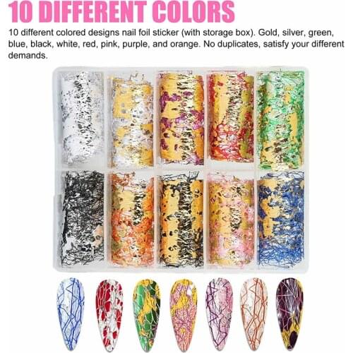 DIY Nail Art Stickers Manicure Silk Foil UV Gel Polish Glitter Decoration 10 Different Colors For Nails Art Decor