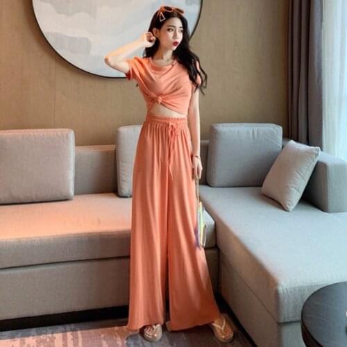 New Summer Fashion Korean Short Sleeve T Shirt Slim Women Two Piece Set Top and Pants Casual Black Soilid Women 2 Pieces Outfit