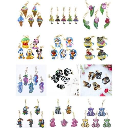 New Coming Butterfly Animal Flower Pattern 5D Diamond Painting Keychain Keyring DIY Mosaic Picture Of Rhinestone Gift