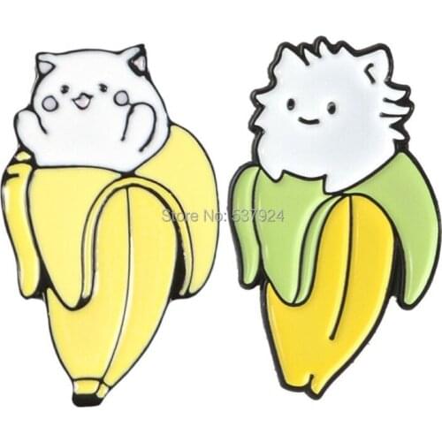 New 20Pcs Banana Cat Alloy Brooch Lapel Pin Action Figure Toy
