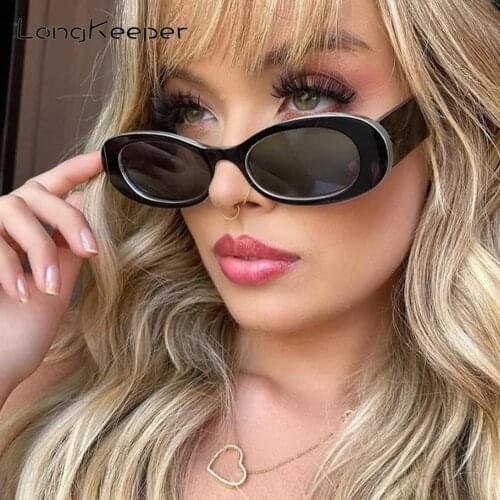LongKeeper 2021 New Fashion Vintage Small Oval Sunglasses Women Brand Leopard Sun Glasses Men Retro Shades UV400 Oculos Feminino