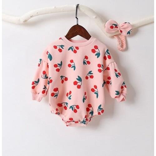 Newborn Baby Girls Spring 2020 Bodysuit Lovely Cute Infant Girls Princess Long Sleeve Bodysuit+Headband 2Pcs Kids Clothing 0-18m