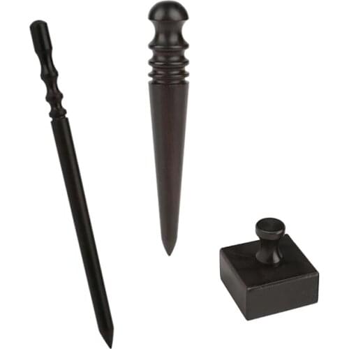 LMDZ Leather Edge Burnisher Black Wood Edge Slicker Leather Craft Tool Leather Polished Grinding Tools 3 Type For Choose