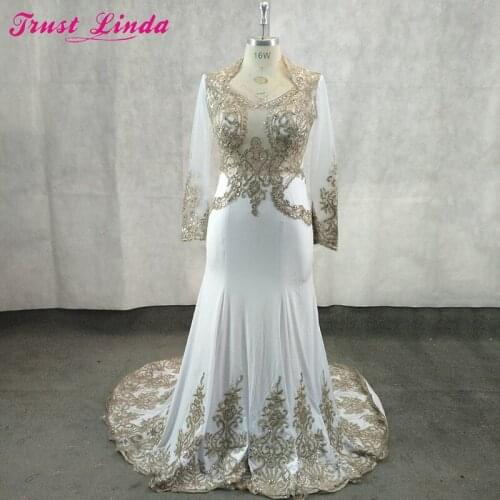 Real Photos Mother Of The Bride Dresses Mermaid Floor-length Brides Party Dress Gold Lace Appliques Beaded Prom Gowns