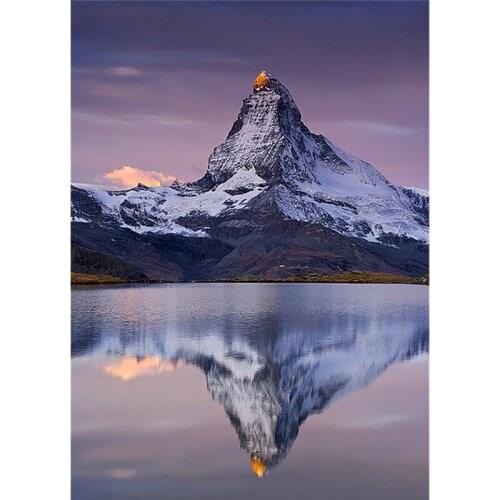 Diy diamond painting cross stitch Needlework mosaic diamond embroidery Snowy mountain, lake & reflection pattern crafts A6324R