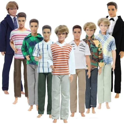 Mix Style Mens Outfit Prince Casual Daily Wear T-Shirt Trousers Jeans Suit Clothes for Barbie Doll for Ken Doll Accessories Toy
