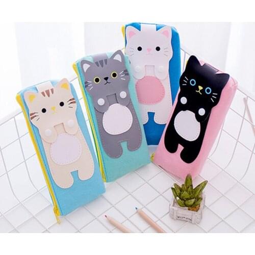 Cute Cartoon Cat Pencil Bags Case Pen Storage Bag Fabric Pouch School Stationery Supplies Pencil Cases for Student Kids Prize