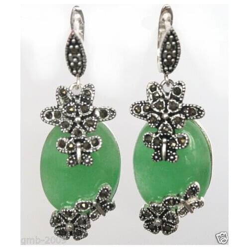 Brinco wedding brincos moda pendientes earring Inlay Fancy ladys 925 Hook green gem Marcasite Square Earrings