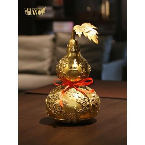 Tongxinxiang Copper Gourd Ornaments Pure Copper Home Decorations Chinese Living Room Entrance Fortune Crafts Ornaments