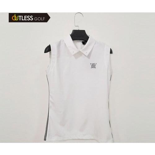 Golf womens sleeveless shirt slim fit lapel comfortable breathable and quick-drying