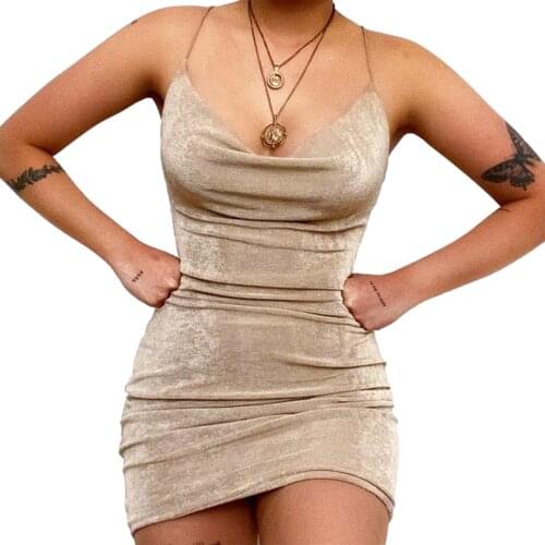2021 New Women Fashion Solid Color Skinny Dress Summer Sexy Stacked V-neck Suspender Short Dress