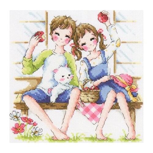 Gold Collection Lovely Counted Cross Stitch Kit One Day in the Country Boy and Girl Childhood Love SO