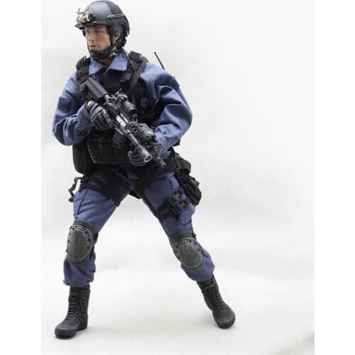 1/6 VH1026 SWAT 2.0 Solider Model Suit Clothes W/ Blue Coat Pants Helmet Shoes Kneepad For 12in Male Solider Body Model