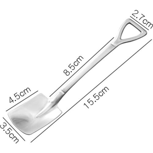 1Pcs Multifunctional Shovel Spoon DIY Creative 304 Stainless Steel Coffee Iron Scoops Engineering Shovel Retro Cute Square Head