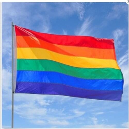 1pc LGBT Rainbow Flag 3x5FT 90x150cm Lesbian Gay Parade Banners LGBT Pride Flag Polyester Colorful Rainbow Flag for Decoration