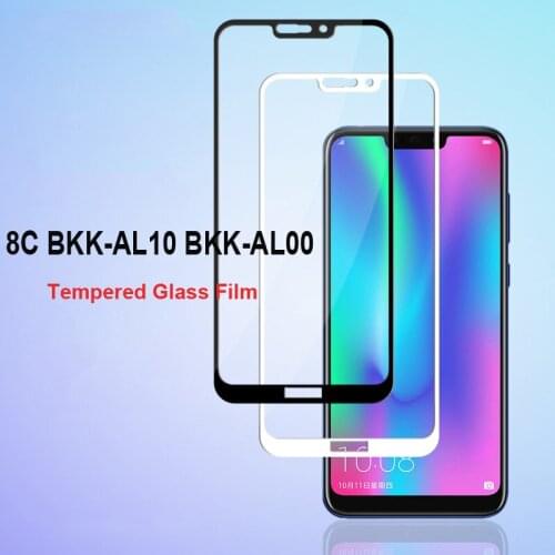 1pcs Ultra-Thin White black color full screen protector Tempered Glass film For Huawei Honor 8C Screen protective glass film