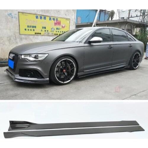 High quality 2Pcs/1Set Carbon Fiber Side Skirts Protector Fits For Audi A6 S6 RS6 C7 C7.5 2012-2018