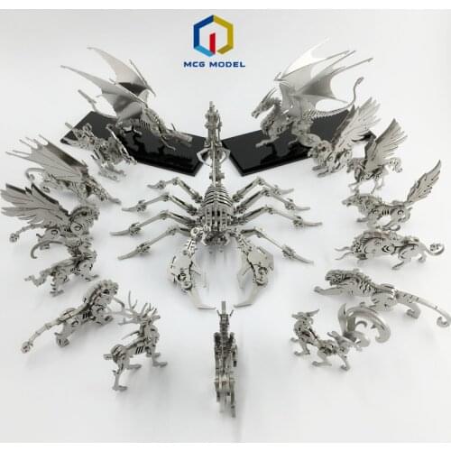 3D Metal Model Chinese Zodiac Dinosaurs western fire dragon DIY Assembly models Toys Collection Desktop For Adult Children