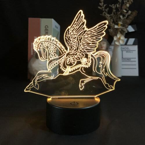 3D Night Light Pegasus Unicorn Animal For Bedroom Decor Light Kids Birthday Colorful Gift LED Night Light Manga Kids Present