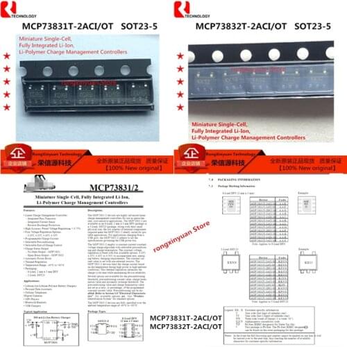 5 pcs MCP73831T-2ACI/OT MCP73831T-2ACI MCP73831T MCP73832T-2ACI/OT MCP73832T-2ACI MCP73832T SOT23-5 100% New original