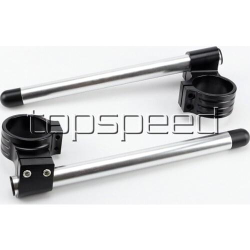 51MM Silver/Black Motorcycle CNC High Lift Adjustable Clip Ons On Handle Bar Handlebar
