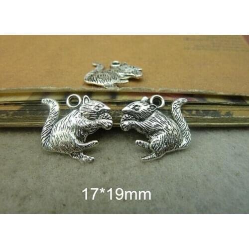 80 Antique Silver Squirrel Charms Pendant 17*19mm - Free Shipping