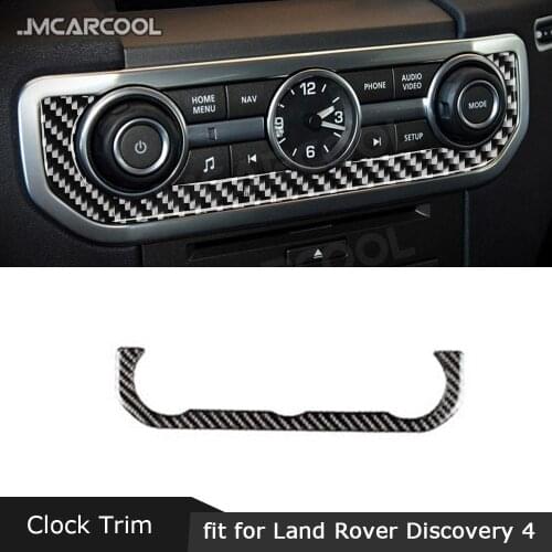 Car Central Control Time Clock Panel Carbon Fiber Trim Cover Frame Strip Decal Sticker For Land Rover Discovery 4 LR4 2010-2016