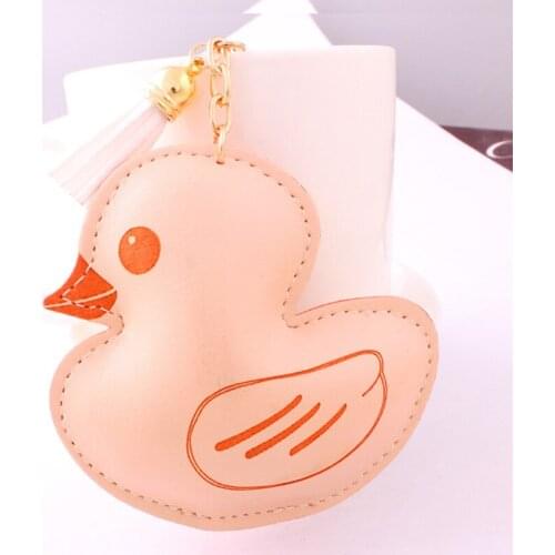 FREE SHIPPING BY DHL 200pcs/lot 2015 New PU Duck Keychains Leather Duck Shaped Keyrings Novelty Gifts