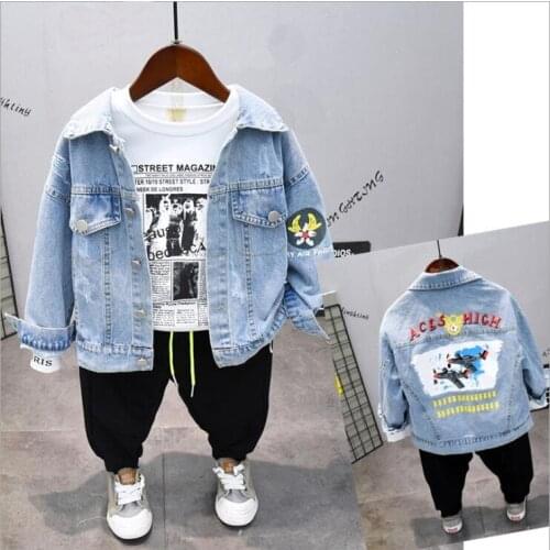 Toddler 2020 Autumn Winter Kids boys Denim jackets, T-shirts and pants 3pcs Outfit Children Clothing Suit For Boys Clothing Sets