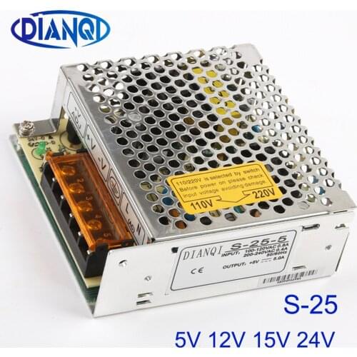 S-25-5 S-25-12 S-25-15 S-25-24 Switching power supply for LED Strip light S-25W 24V 15V 12V 5V Single Output AC DC