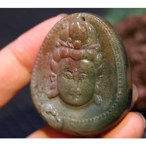 Energy Tibetan Old Agate mercy Kwanyin carving pendantTimestown UPD210607A53