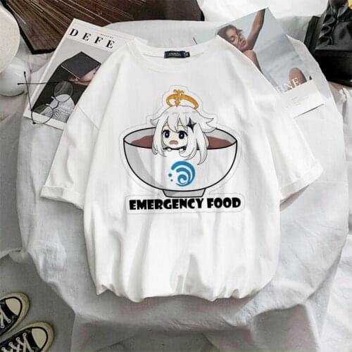 Womens T-shirt New Summer Kawaii Genshin Printed Short Sleeve T Shirt Female Couple Street Loose Aesthetic Oversized Tops Tee