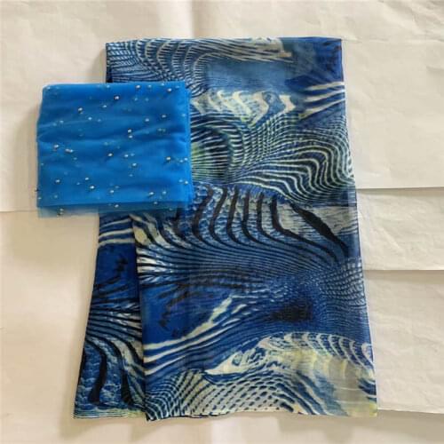 Hot Selling High Quality African Silk Chiffon Print Fabric For Wear Soft And Comfortable Silk Fabric 5 + 2 Yards/Set! LXF 12286